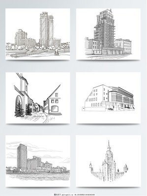 手绘简笔画 城市高楼建筑插画的艺术魅力