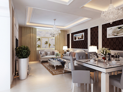 140平欧式豪华三居装修效果案例 商水法院家属院实景赏析